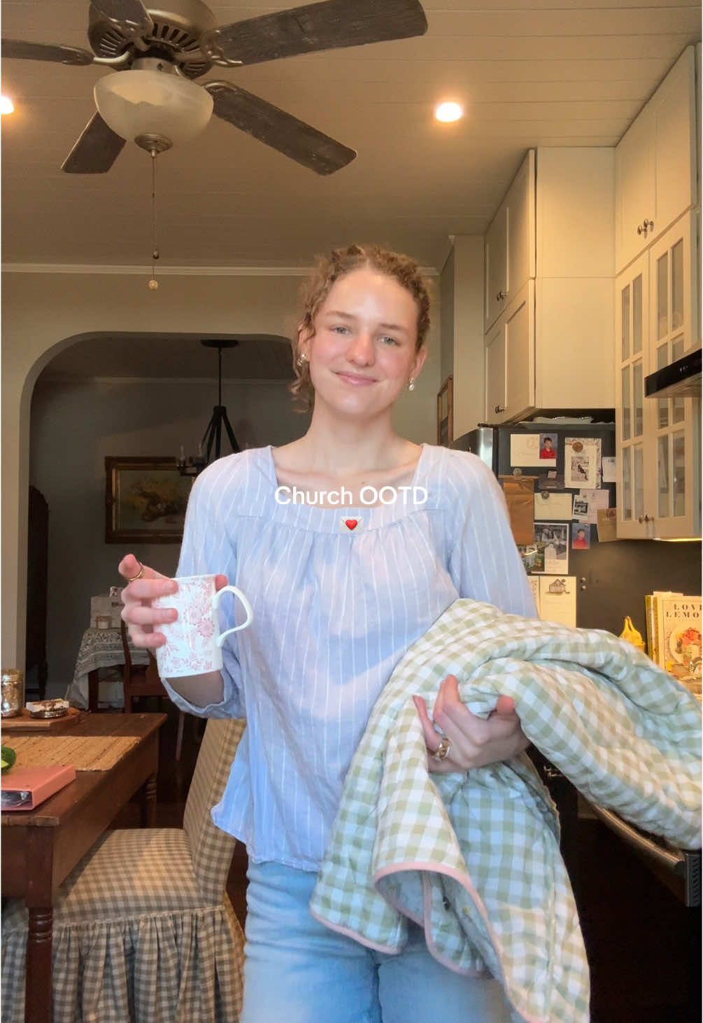 Ft thrifted lavender blouse I’ve been itching to wear! Feels like spring here in North Alabama, and I’m not mad about it🌷☕️💌🕊️☁️💐 Happy Sunday!🫶 #thriftedoutfit #nancymeyersaesthetic #stylingideas #OOTD #churchoutfits #springoutfitideas #morningcoffee 