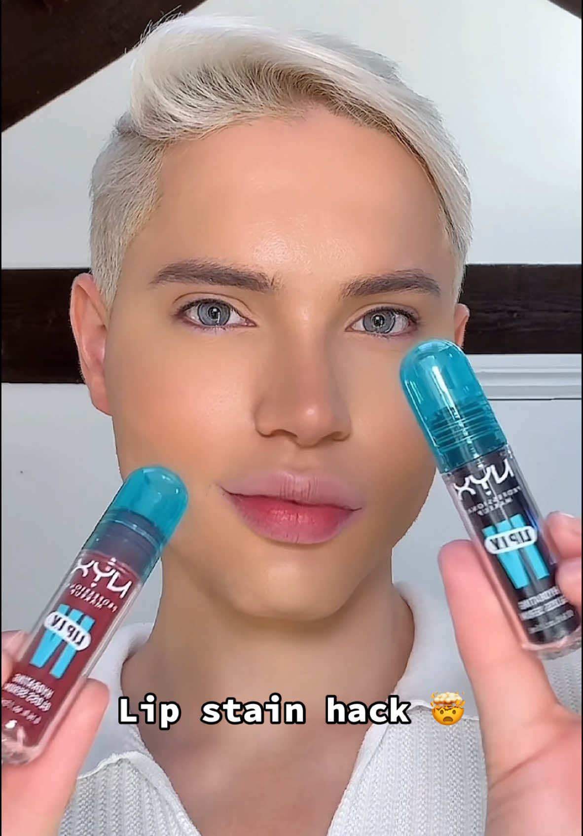 Viral Lip Stain Hack 🤯 products used: @nyxcosmetics_uk Lip IV Stain in Blush Rush and Grape Gushin #makeup #lipstain #makeuphacks #lips #lipgloss #liptint 