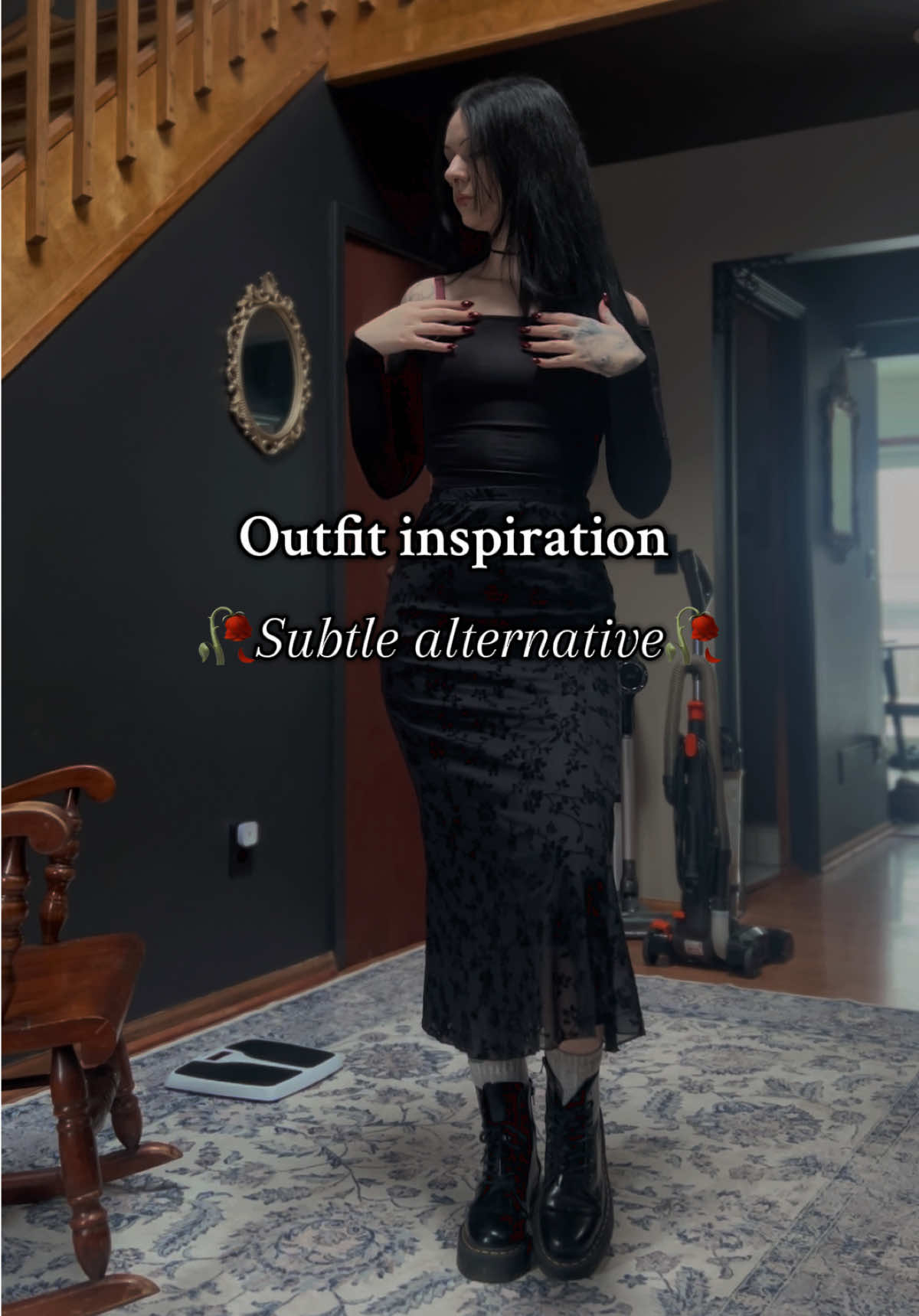 I think literally anyone could pull this off. Would you wear this?🖤 #goth #gothgirl #alttiktok #alternative #altfashion #gothfashion #GymTok #gymgirl #OOTD #fitcheck #fashion #docmartens #altgirl #datenight #fyp #fypシ 