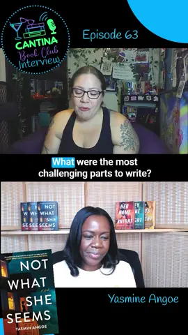 Yasmine Angoe shares the most enjoyable and most challenging parts to write in Not What She Seems. Full interview on episode 63 of the Cantina Book Club Podcast! #podcast #authorinterview #podcastinterview #podcastclips #podcastersoftiktok #podcastepisode #bookchat #BookTok #books #murdermystery #pocauthors