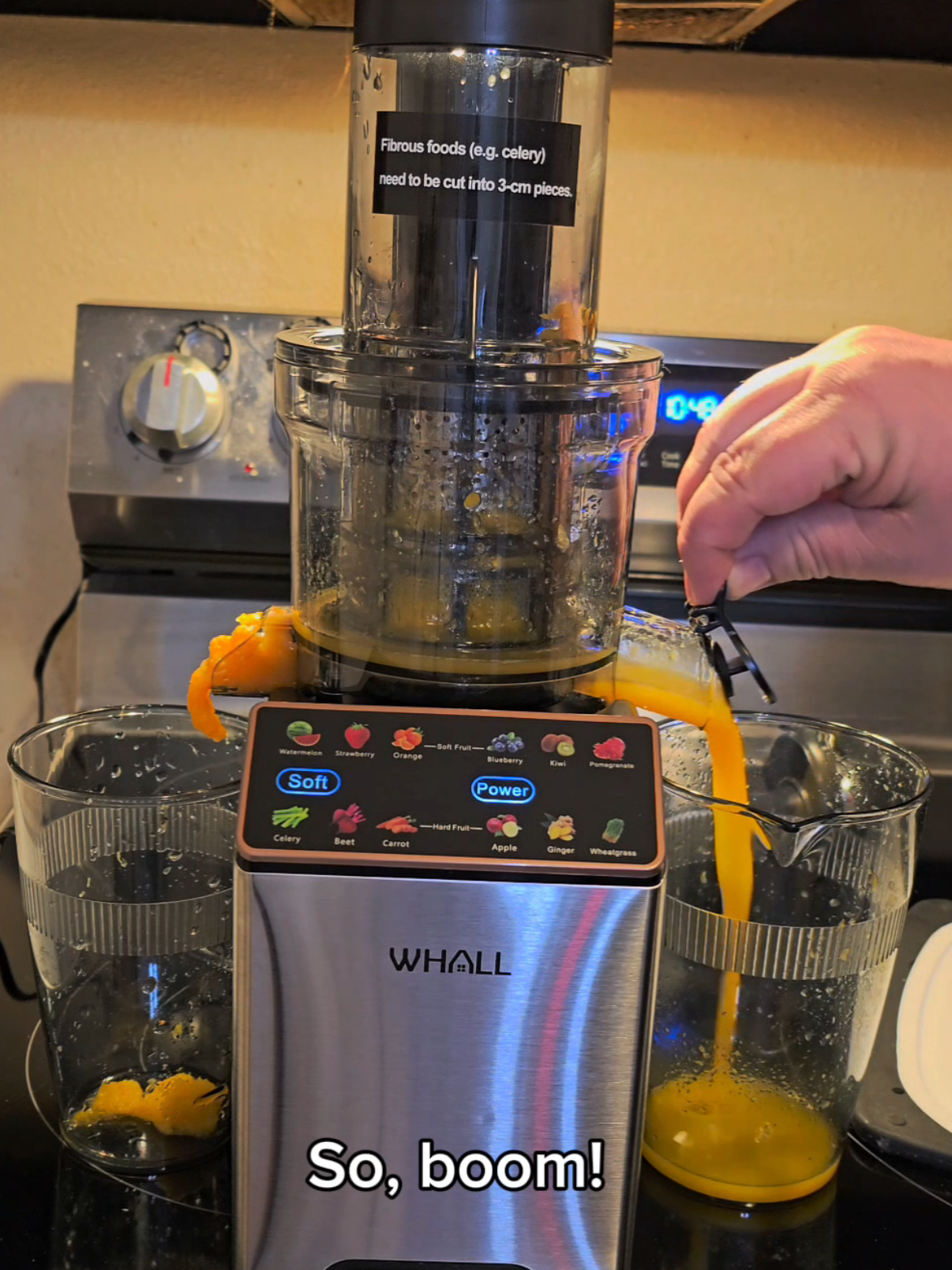 The WHALL Slow Juicer Delivers Every Drop! #healthyhabits #juicer #fruit #veggies #CleanEating  Upgrade your juicing game with the WHALL Masticating Slow Juicer! This sleek, stainless steel powerhouse extracts every last drop from your favorite fruits and veggies—whether you're in the mood for soft, juicy oranges or tough, nutrient-packed carrots. With two speed modes, a quiet motor, and an easy-to-clean design, this juicer makes healthy living effortless. Plus, the reverse function keeps things running smoothly—literally. Time to press play on fresh, delicious juice!