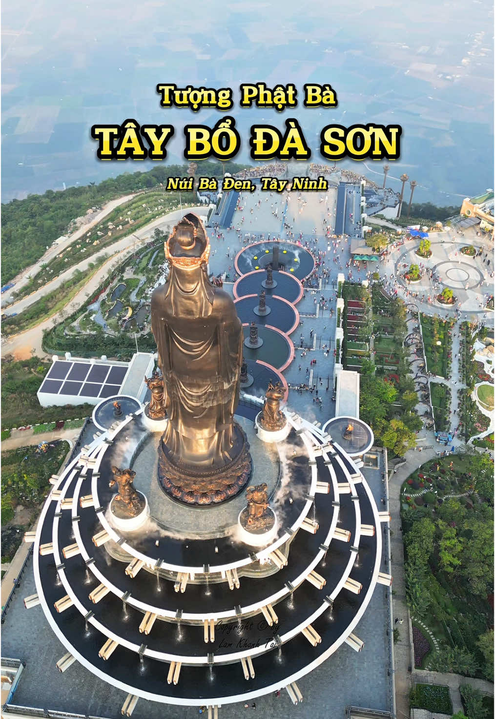 Tượng Phật Bà Tây Bổ Đà Sơn tọa lạc trên đỉnh Núi Bà Đen cao 986m2 🇻🇳 #nuibaden #chuabaden #tayninh #tuongphatbataybodason #phatbataybodason #nuibadentayninh #flycam4k #lamkhanhtai 