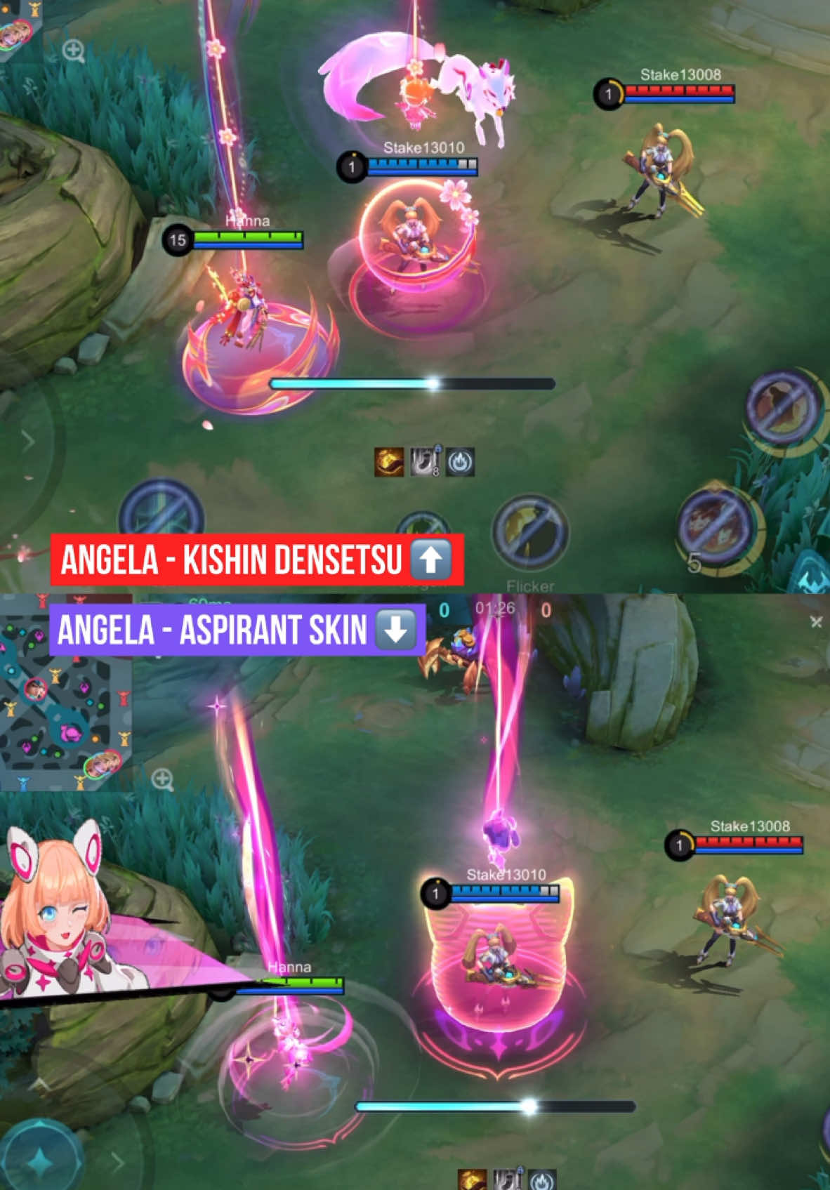 Angela MLBB - Kishin Densetsu Skin VS Aspirant Skin (Skill Effects) #MLBBSkinGifts #MobileLegendsBangBang #MLBB #mobilelegends #mlbbcreatorbase #angela #angelamlbb 