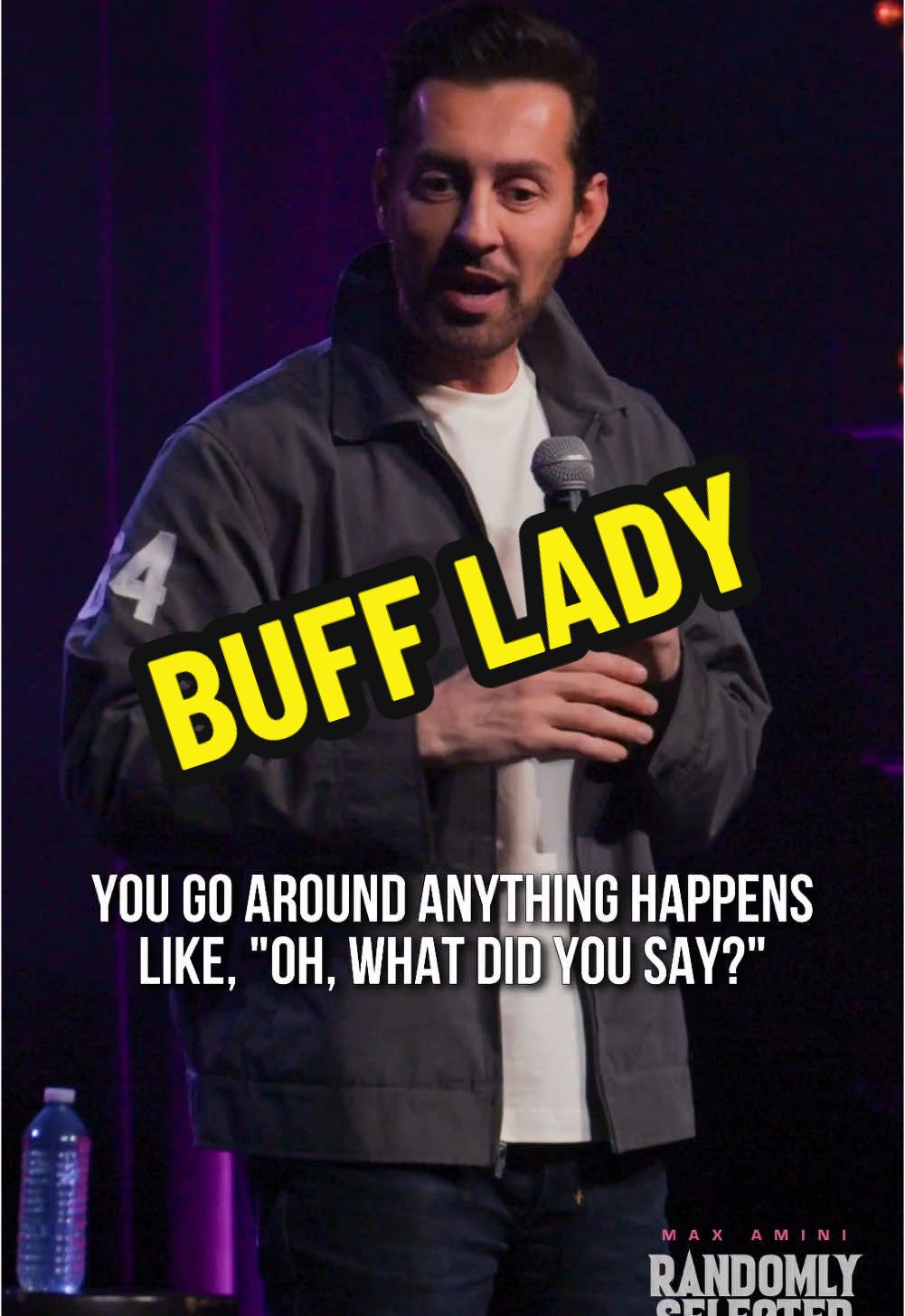 They say love lifts you up, but in this case, she literally does. Together, they’ve been Randomly Selected… just like the name of my new special. 2 more days! #buff #bodybuilder #maxamini #standupcomedy #fyp
