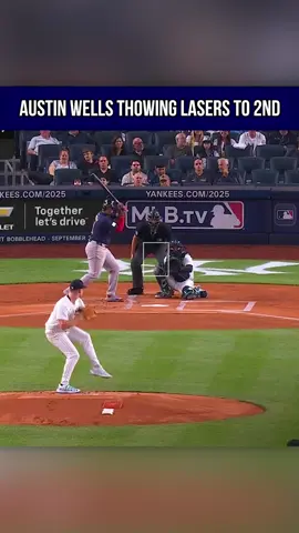 Austin Wells throwing DARTS  #yankees #MLB #baseball #sports #austinwells #highlights #catching #defense 