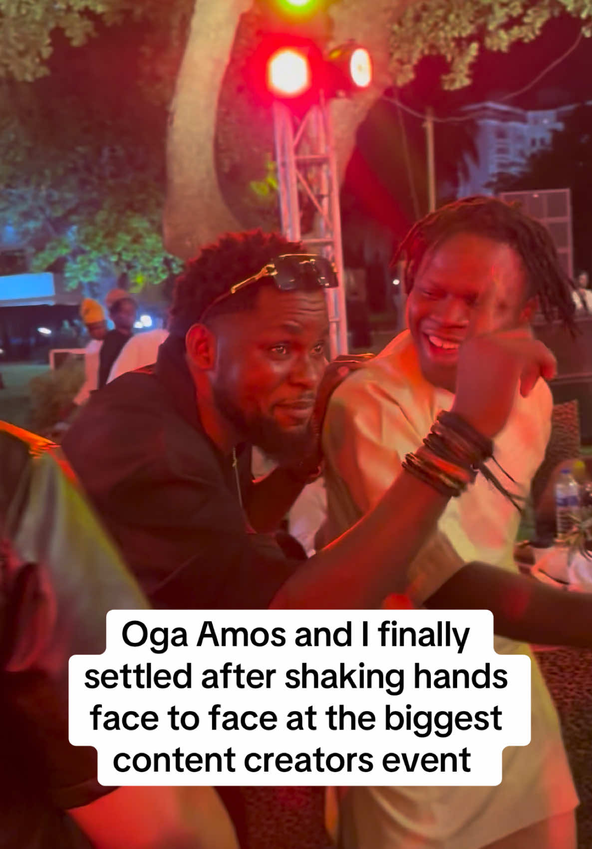 Oga Amos and I finally settled after shaking hands face to face at the biggest content creators event   #fyp #viralvideos #ogaamos  CC @David Miles 