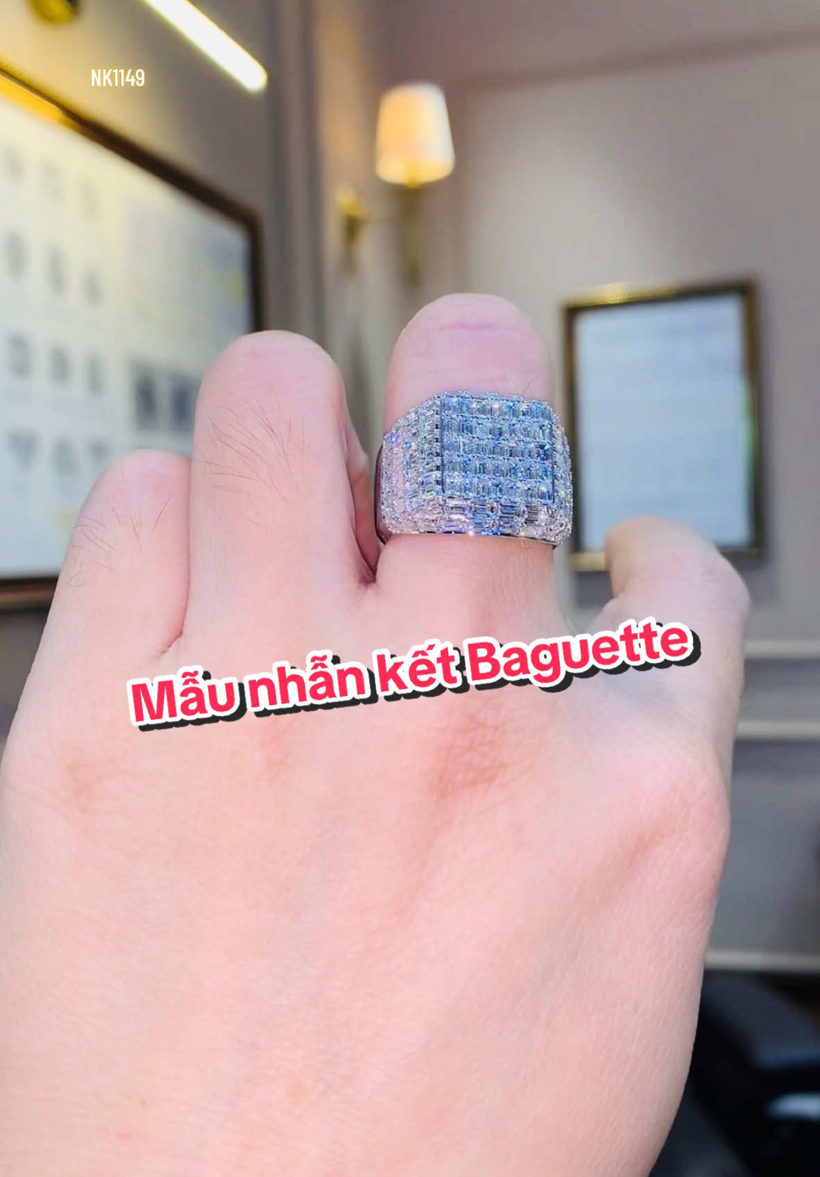 Mẫu nhất kết Nam đính kim cương thiên nhiên Baguette #tâmluxury #nhanket #baguette #kimcuongthiennhien #thinhhanh #chungeovi 