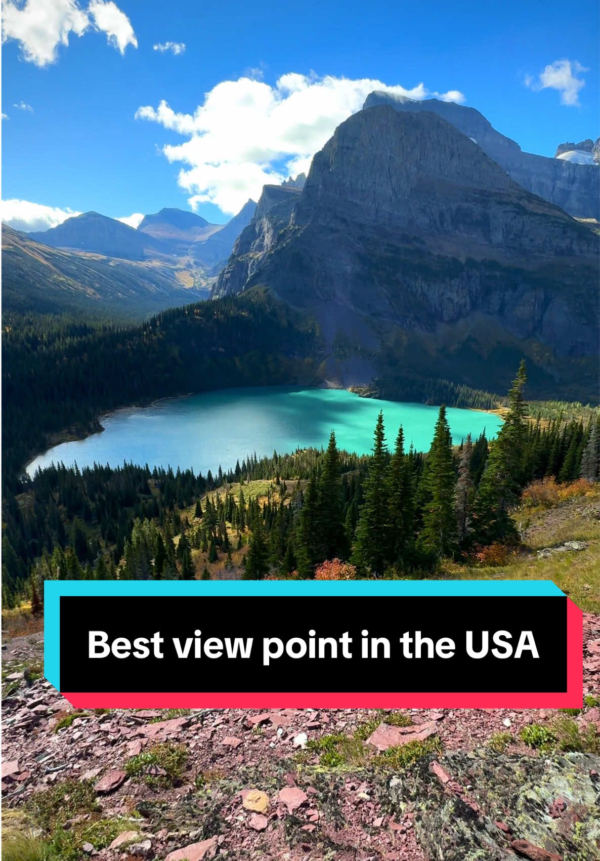 Is Grinnell lake overlook the best view point in the USA? I think so. #fyp #foryoupage #glacier #montana #usa #travel #Hiking #roadtrip #viral #viralvideo #trending #adventure #nature #traveltiktok 
