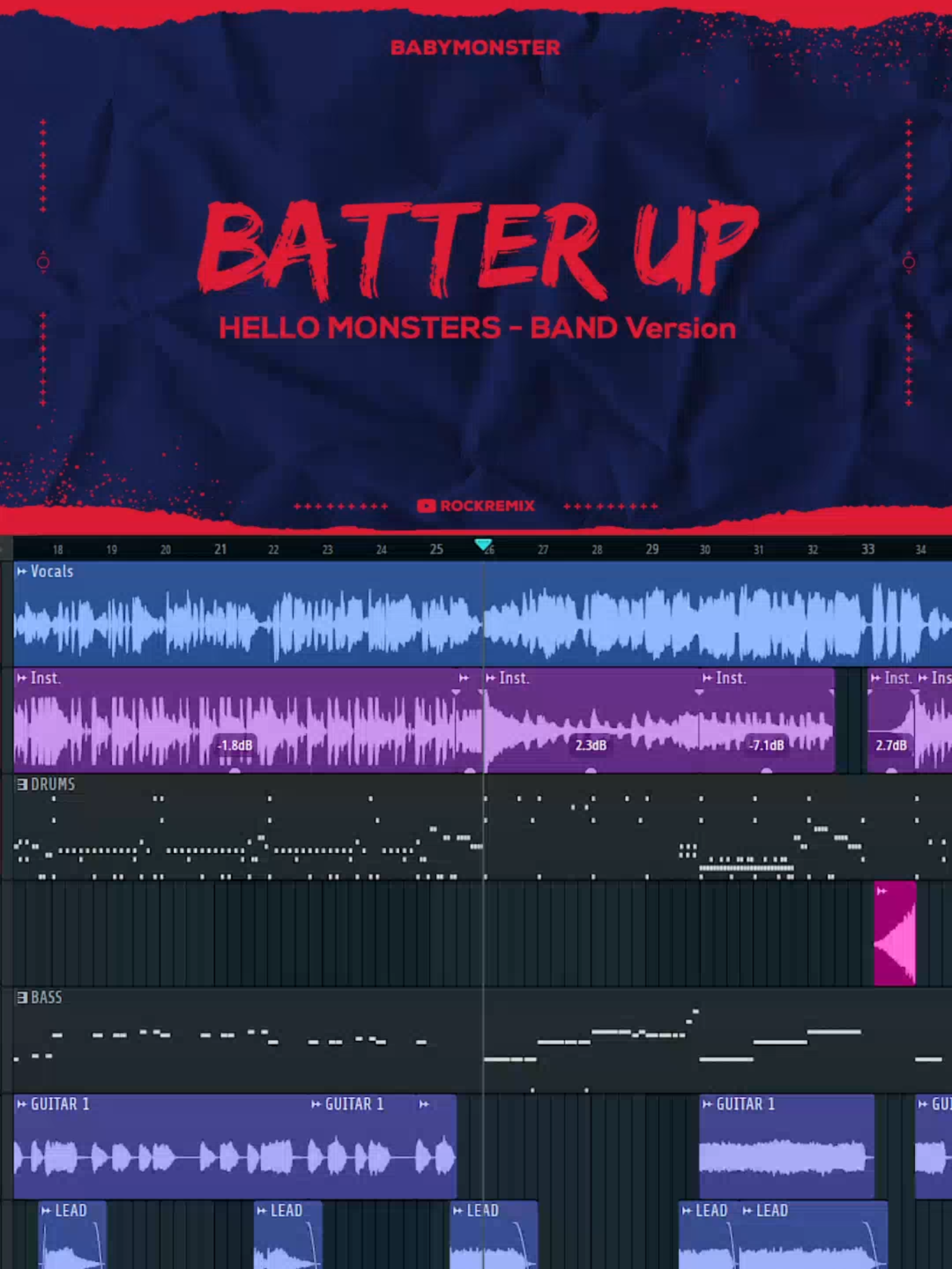 BATTER UP (BAND Ver.) #fanmade #grozbeat #rockremix #베이비몬스터 #babymonster #babymonsteryg #batterup #hellomonsters