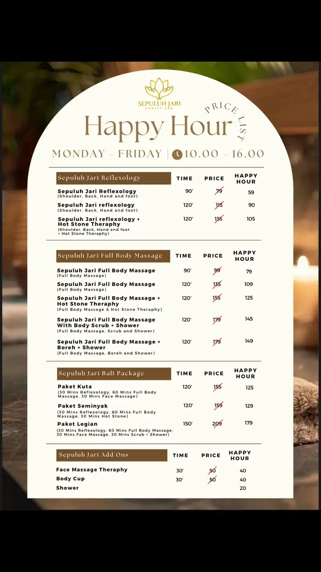 Menu Lengkap Sepuluh Jari Reflexology!! Untuk beberapa treatment baru sudah diterakan pada menu diatas ya, yuk buruan booking hanya di Sepuluh Jari Reflexology 😉 #SepuluhJariSpa #PijatRefleksiBandung #SpaBandung #PijatBandung #RelaksasiBandung #PijatKakiBandung #WellnessJourney #SelfCareBandung #BandungRelaxation