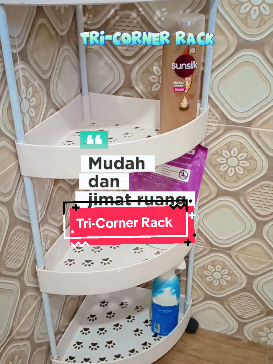 Replying to @polinjooman_ betul, ngam2 dekat corner dan boleh letak banyak barang #tricornerrack #cornerrack  #multipurposerack #rakbilikmandi #rakbilikmandiviral #rakbilikairmurah #rackbertingkat #multilayerracks #bathroom #rak #rakcorner  #bathroomrack 