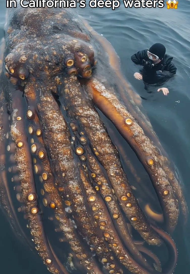 Giant Squid Rescue❤️🦑 A giant squid being cleaned and released back into the ocean🌊 This video just shows an example of how animal rescue workers could save giant squids from oil pollution & dirt! AI video! #giantsquid #squid #animalrescue #seacreatures #seaanimals #ocean #barnacles #wildliferescue 