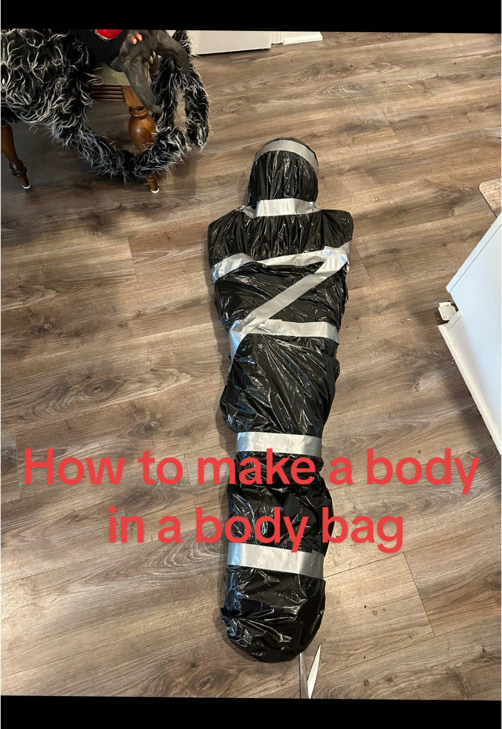 I’m always thinking of Halloween! I think we should have a second Halloween instead of Valentine’s Day🤣👻❤️#bodybag #halloween #howtomakeabody #recycle it’s quick and simple. Just save your two liter bottles a balloon and some 16 ounce or 20 ounce water bottles or soda bottles duct tape two black garbage bags