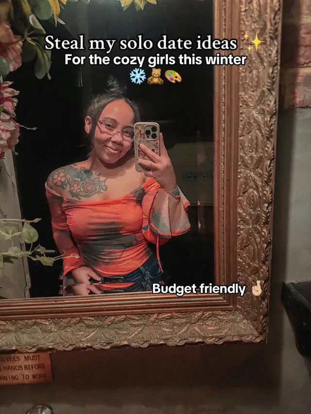 If your goal is to date yourself in 2025, here are some budget and cozy girl friendly solo date ideas! I hate going out during the winter but lmk if you want more solo date ideas! 🩷✨ • #solodate #solodateideas #dateideas #nycsolodate #dateyourself #selflove #budgetfriendly 
