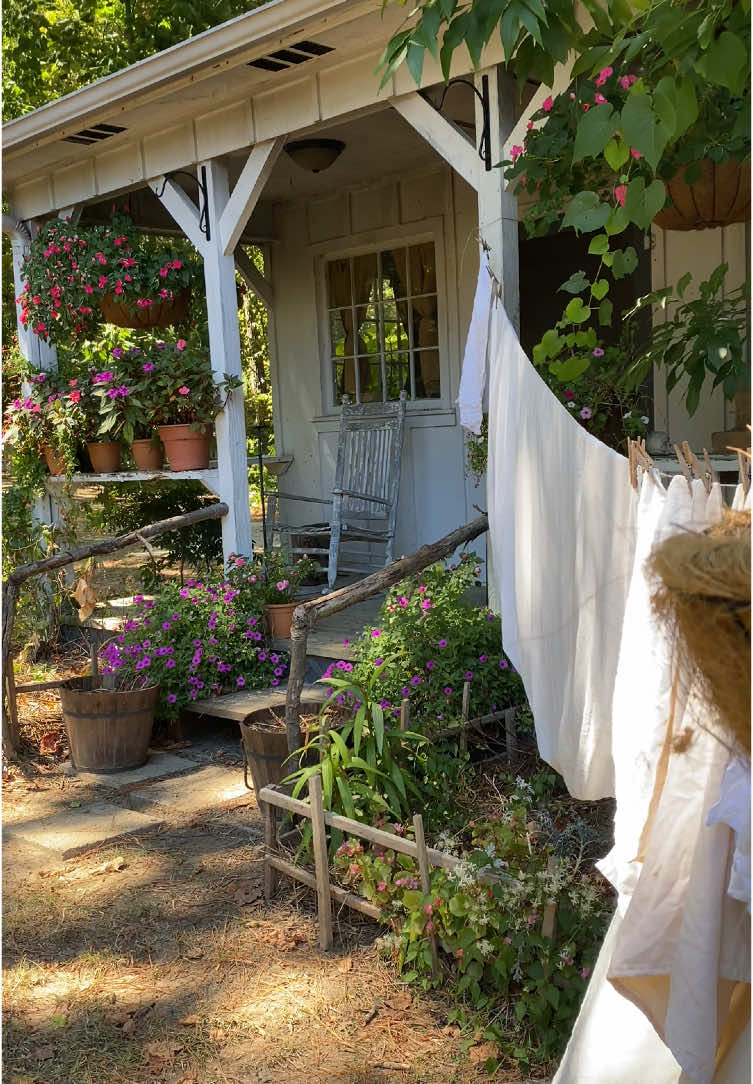 There’s something about a clothesline.  #slowliving #cottagecore #garden  #fyp #nature #spring #kirinyagawellness 