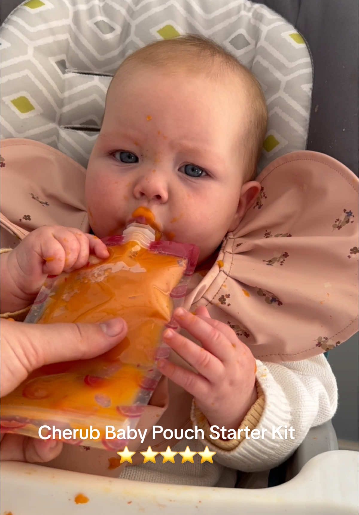 Quick little video of Maeve at 6 months old loving her @Cherub Baby Reusable Pouches.  #kindlygifted #6monthsold #babypuree #cherubbaby #referwo 