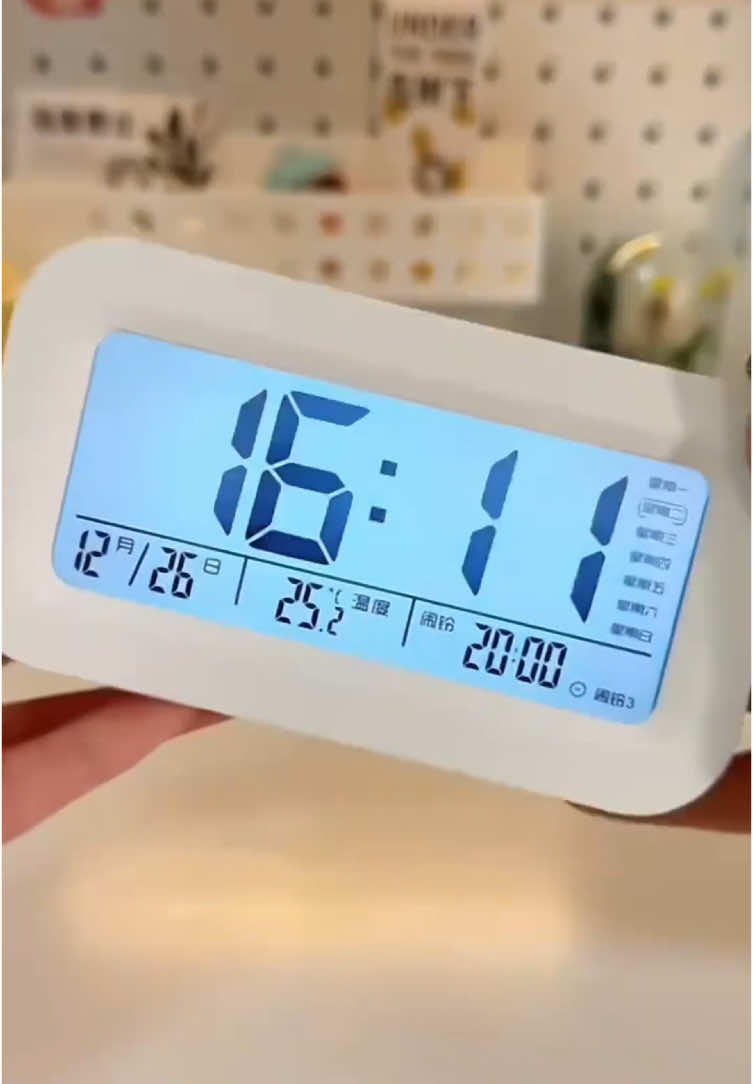 LED Digital Snooze Electronic Alarm Clock Backlight Time Calendar Thermometer Decor