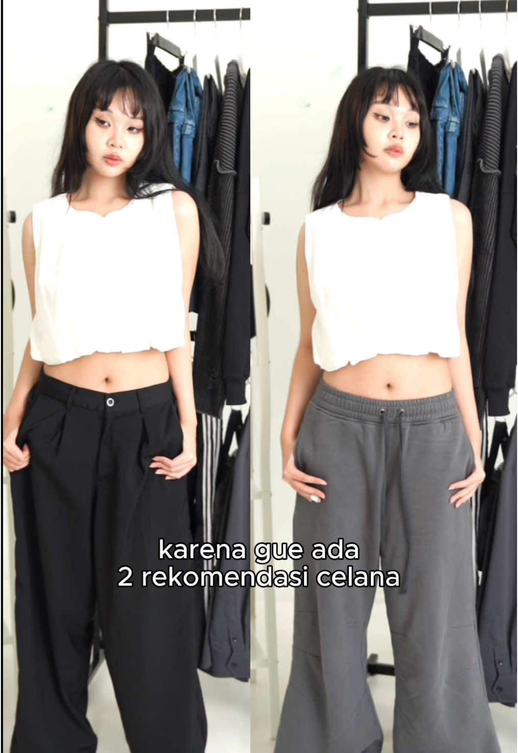 slack trousers vs baggy pants #OOTD #celanaorangtinggi #fypシ゚ #hierarchy #localfashion 