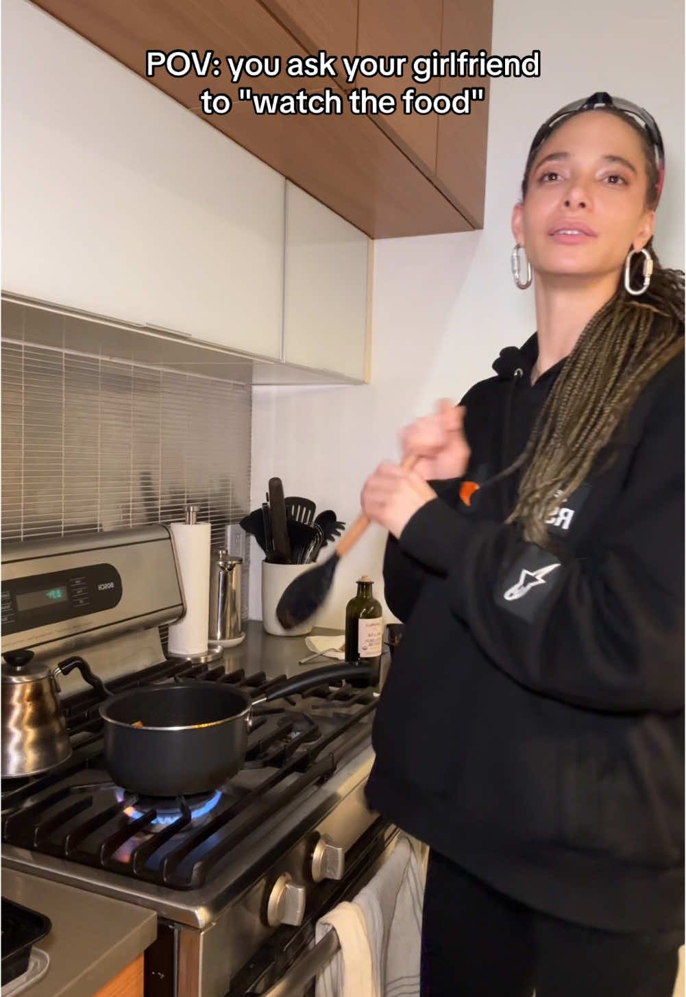 My wife, @Jordan.Rand only knows how to make a bowl of cereal I fear #fyp #cooking #couplecomedy #relatable #wlw #Relationship 