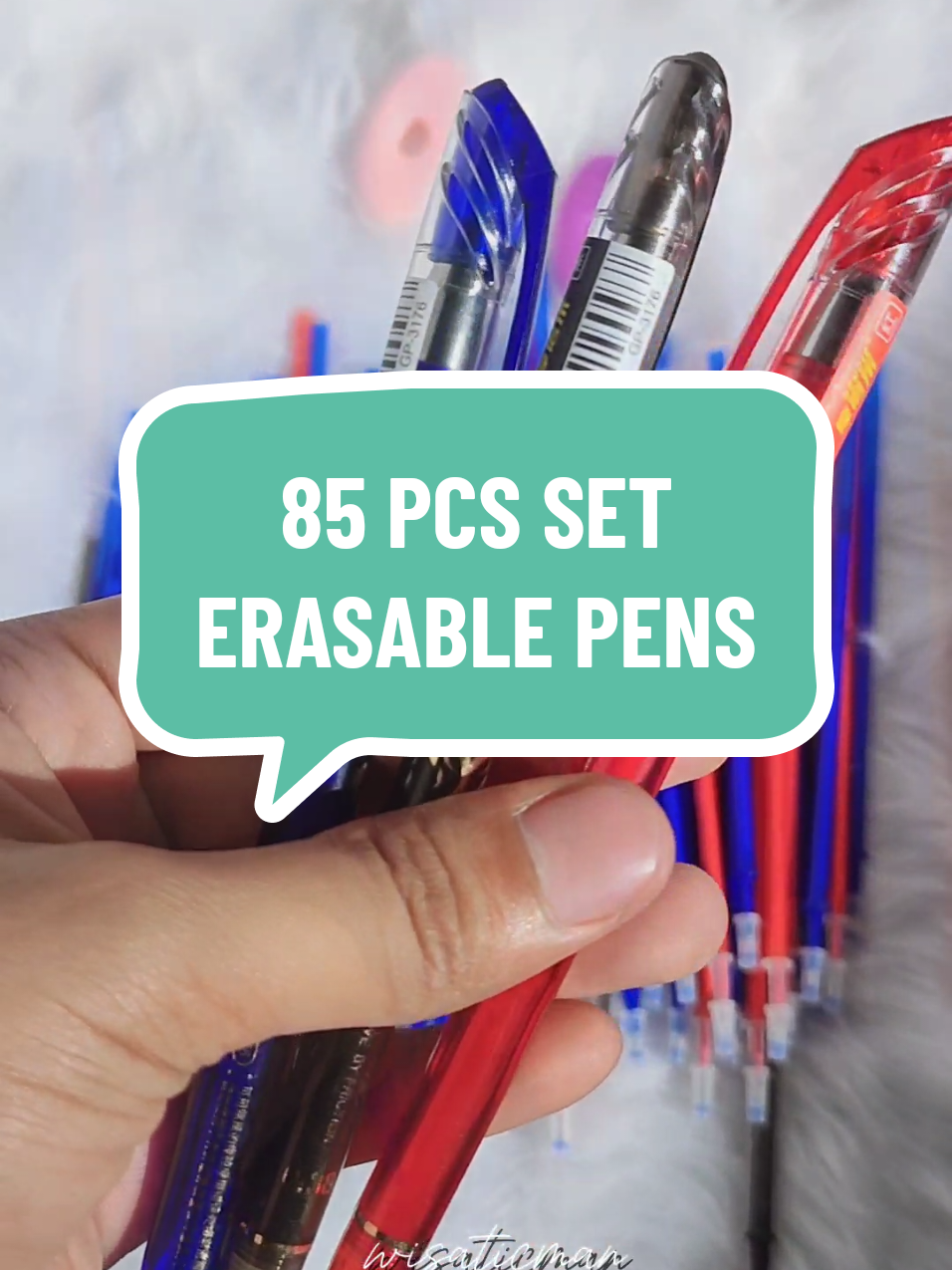 85 pcs set erasable pens with 80 refills+2 eraser🖊️🖋️✍🏻 Click yellow basket to check out✨ #85pcs  #erasablepens  #cystationery  #checkoutna  #fyp 