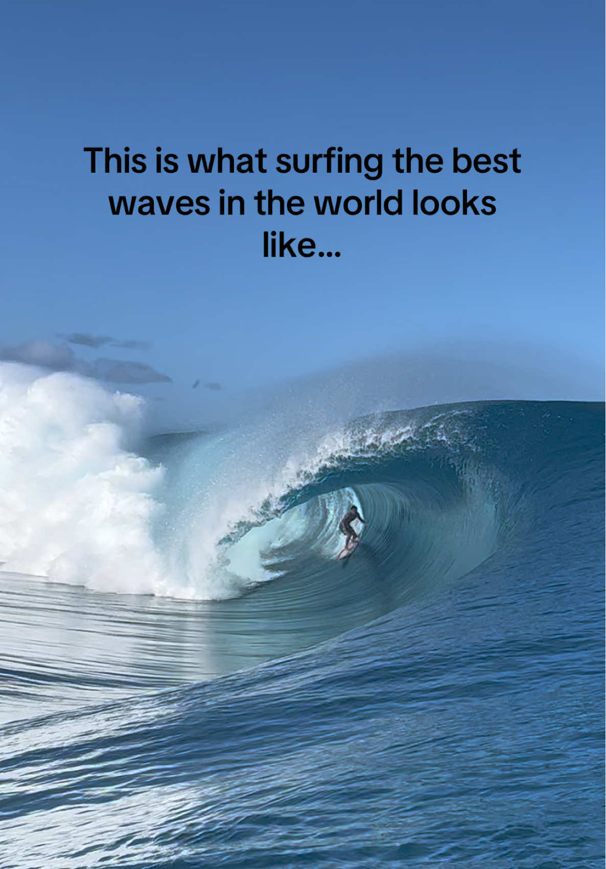 Surfers take on huge blue slabs at the best surf spot in the world. Teahupoo, Tahiti! #fyp #foryou #waves #surf #surfing #bigwaves #ocean #beach #surftok #swell #tahiti 