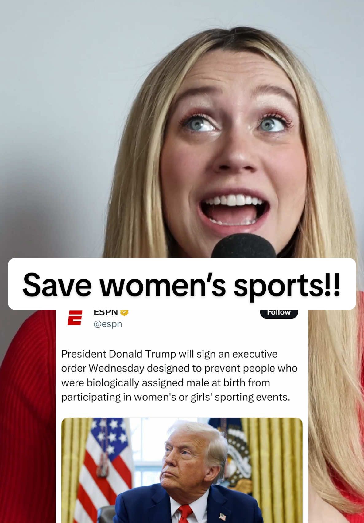 Convinced at this point these people couldn’t say “men in women’s sports” if every force in the universe attempted to compel them to… See you guys this afternoon at the WHITE HOUSE!! 🫢🫢