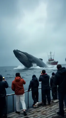 🌊🐋 A breathtaking moment as a majestic whale leaps out of the water, towering over stunned spectators who capture the scene with their phones. Pure ocean magic, perfect for wallpapers & live wallpapers. 🌊🐋 Un instant magique alors qu’une baleine majestueuse jaillit de l’eau, dominant des spectateurs ébahis qui immortalisent la scène avec leur téléphone. La puissance de l’océan capturée en un moment unique. #Whale #LiveWallpaper #nature #OceanDream #epic #DeepSea #wallpaper 