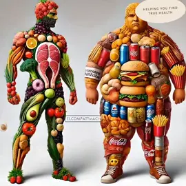 Healthy vs. Unhealthy Body Transformation 🍎🍔  What's YOUR choice? AI-generated image: Healthy food builds a vibrant body, unhealthy food a sluggish one. #healthtransformation #healthyvsunhealthy #nutritionchoices #bodycomposition #eatclean #junkfood #fitnessjourney #weightloss #healthylifestyle #beforeandafter #transformationtuesday #choosewisely #youarewhatyoueat #foodmatters #healthyeating