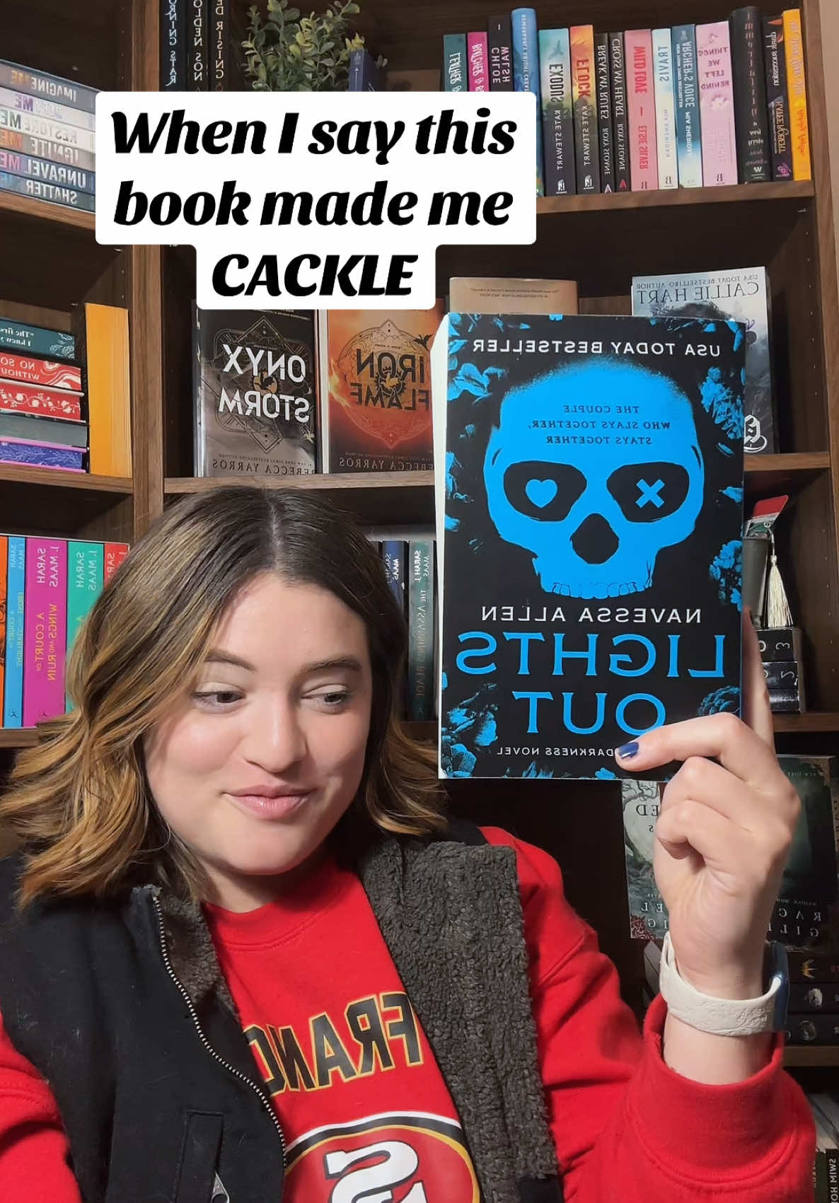 Definitely not safe for work but this AUDIOBOOK!!! My top read from 2024. So interesting how @Navessa Allen was able to weave in the FMC and MMC’s acknowledgement that what they were feeling was so not normal but also that they liked it. #lightsout #navessaallen #bookish #darkromancereads 