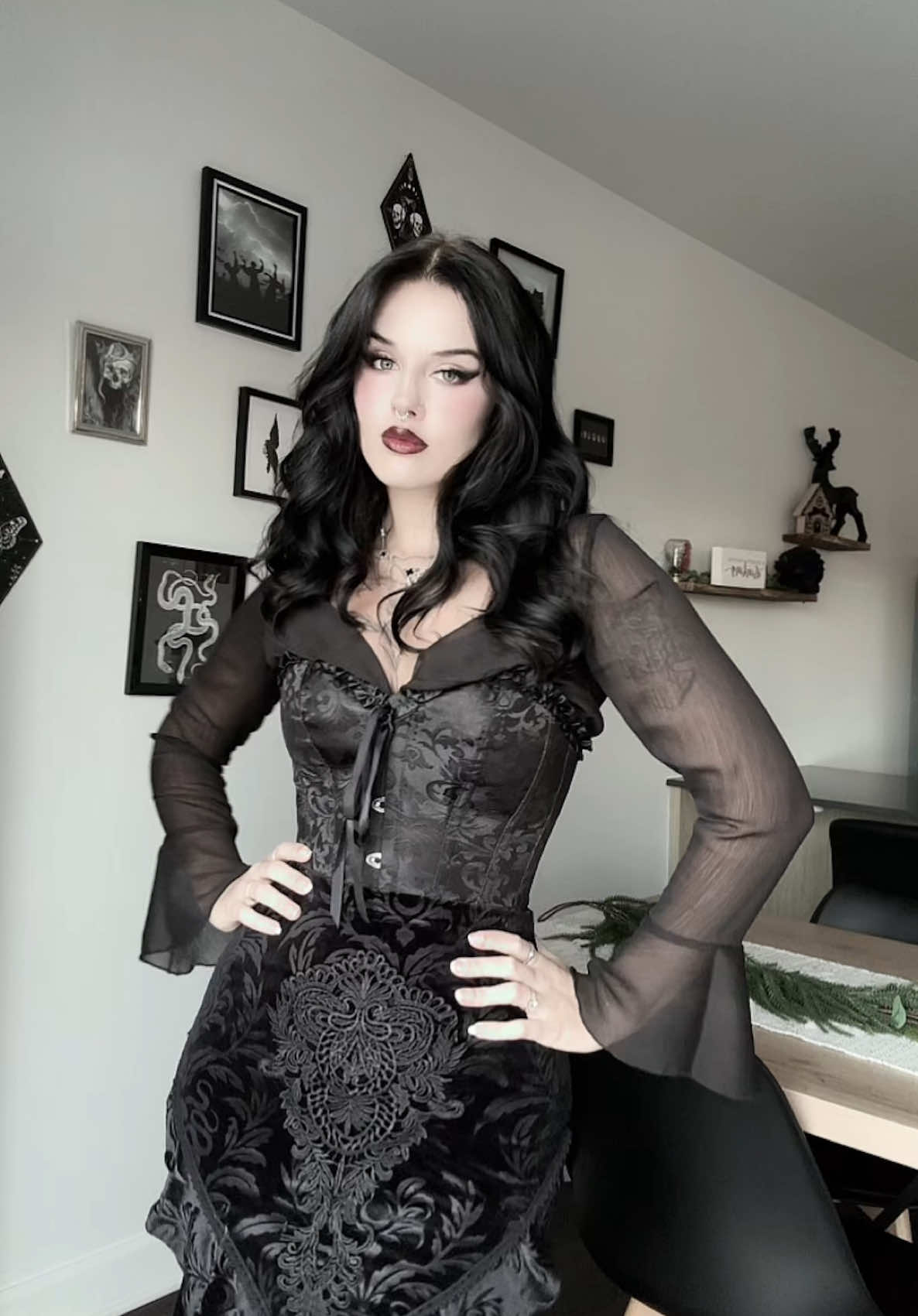 Outfit check 🖤🕷️🕸️🐈‍⬛  #fyp #goth #vampiregoth #gothaesthetic #witchtok #bat #gothgirl #gothic #witch #vampire #witchy #aesthetic 