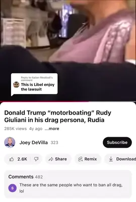 Replying to @Italian Meatball here is video evidence of donald trump motorboating rudy giuliani in drag, no libel here #magatears 