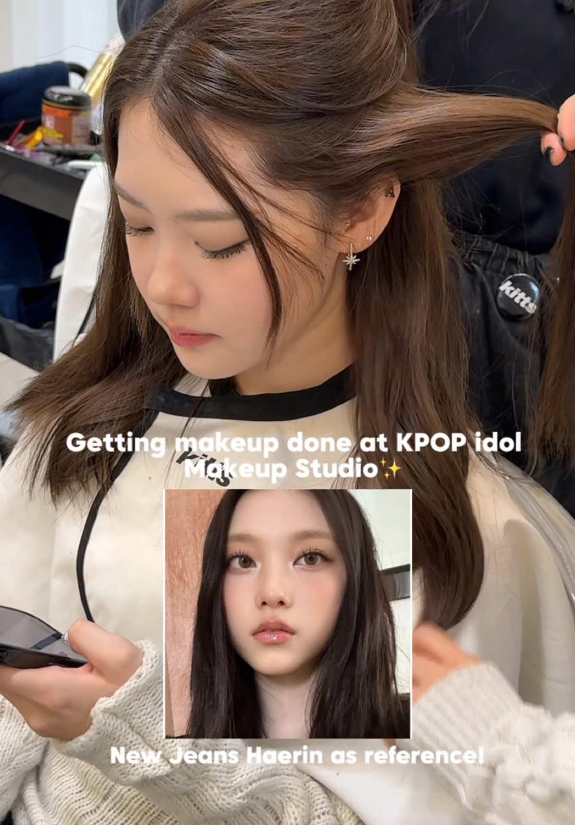 Getting makeup done at Korean celebrity Makeup studio Kitts✨  I tried New Jeans Haerin's makeup today and it turned out so elegant and clean!😍@HEMEKO #makeup #koreanmakeup #idolmakeup #haerin #newjeans #MakeupRoutine #makeover