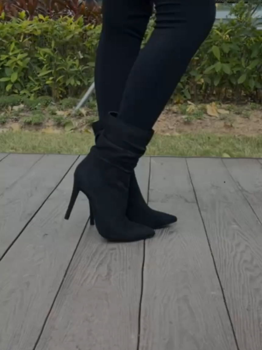 Women's Fashionable Ruched Design healed boots... #top #womens #tranding #fyp #OOTD #boots #tiktokmademebuyit #foryoupage❤️❤️ 