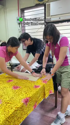 Hand-stitched and fully lined vests by CTRA 17 students. No buttons yet bcos separate lesson yun hehe. Filmed & posted with permission. #fashion #sewing #fashiontiktok #fashionschool #updiliman 