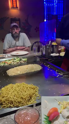 When you finally find the FUN hibachi chef who doesn't follow a script!!!!! We were like...is it a shark, a boat..... #foodtiktok #interesting 