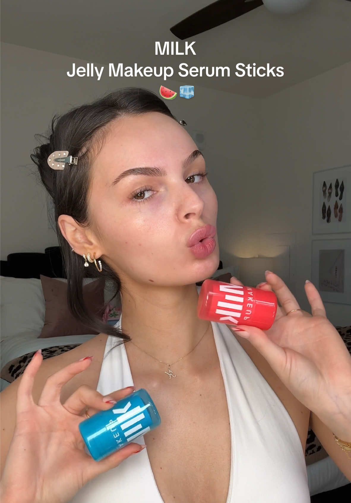 NEW @milkmakeup Jelly Serum Sticks 🧊🍉 I’m addicted to applying them already 😍  #milkmakeup #jelly #coolingwaterjellyice #serumstick #skincare #watermelonjellyglow #jellytint 