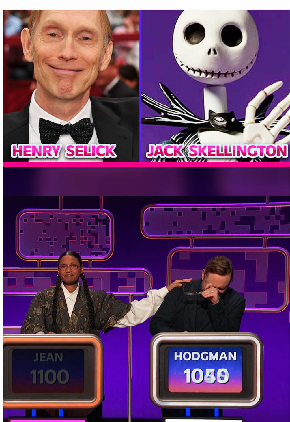 Jack Skellington is the ultimate Zaddy #aftermidnight #taylortomlinson #johnhodgman #gameshow #jackskellington #nightmarebeforechristmas #hughjackman 
