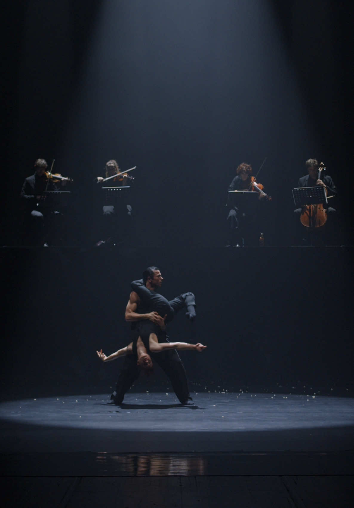 Dance duet and strings quartet.  Insert from contemporary dance performance Prometheus. #dance #danceduet #contemporarydance #dancer #choreography #performance 