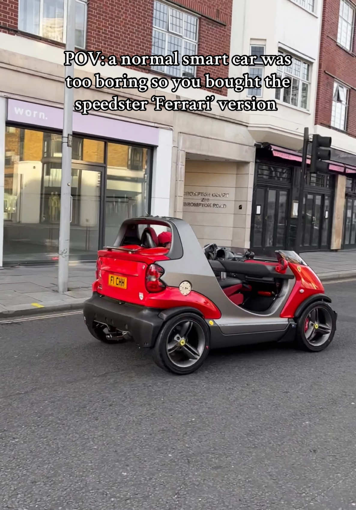 I don’t care what people say, this is BALLER! #ferrari #smartcar #crossblade #london 