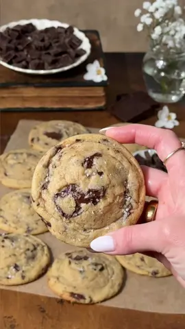The BEST Chocolate Chip Cookies ✨🍪 The most perfect chocolate chip cookies with chewy centers, crispy edges & pools of melty dark chocolate.  They’re super easy to make with ingredients you probably already have at home! The ultimate comfort food & sure to be your new favorite!! 🤎 #chocolatechipcookies #cookies 