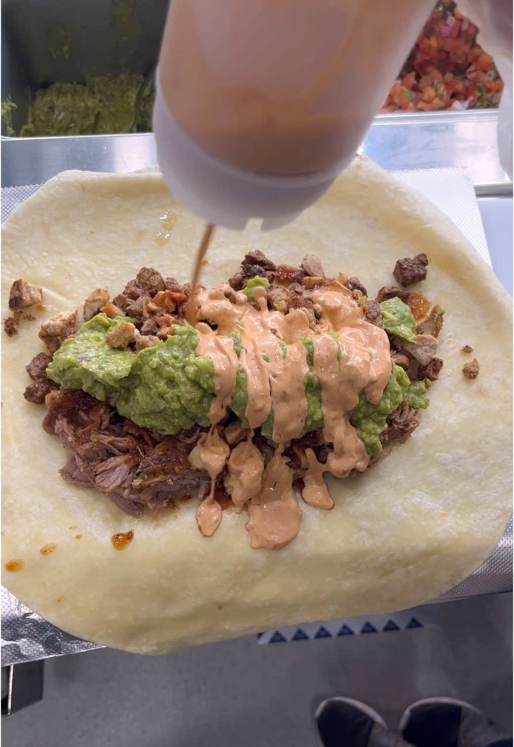 You’d be loco not to get a burrito like this! 3 meats with extra guac is all you need #carnitas #pollo #carneasada #chicken #pork #steak #aguacate #guac #salsa #burritotok #burritotiktok #burrito #burritos #burritotime #mexicanfood #mexicana #mexicanrestaurant #spanish #mexicano #franchise #franchiseopportunities 