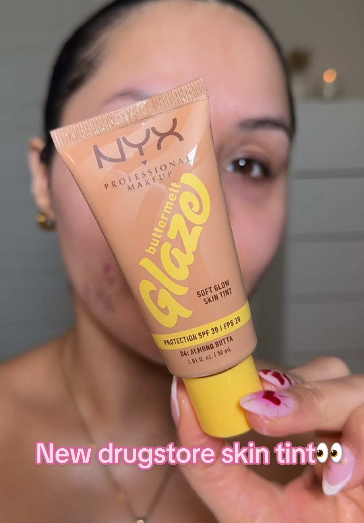 Trying out the new @nyxcosmetics_uk @NYX Professional Makeup soft glow skin tint I got the shade 04 almond butta and as you can see it melts into the skin like ✨butter✨ Super impressed with the formula and how glowy my skin looks as welle Shall I do a wear test?👀 #Makeup #skin 