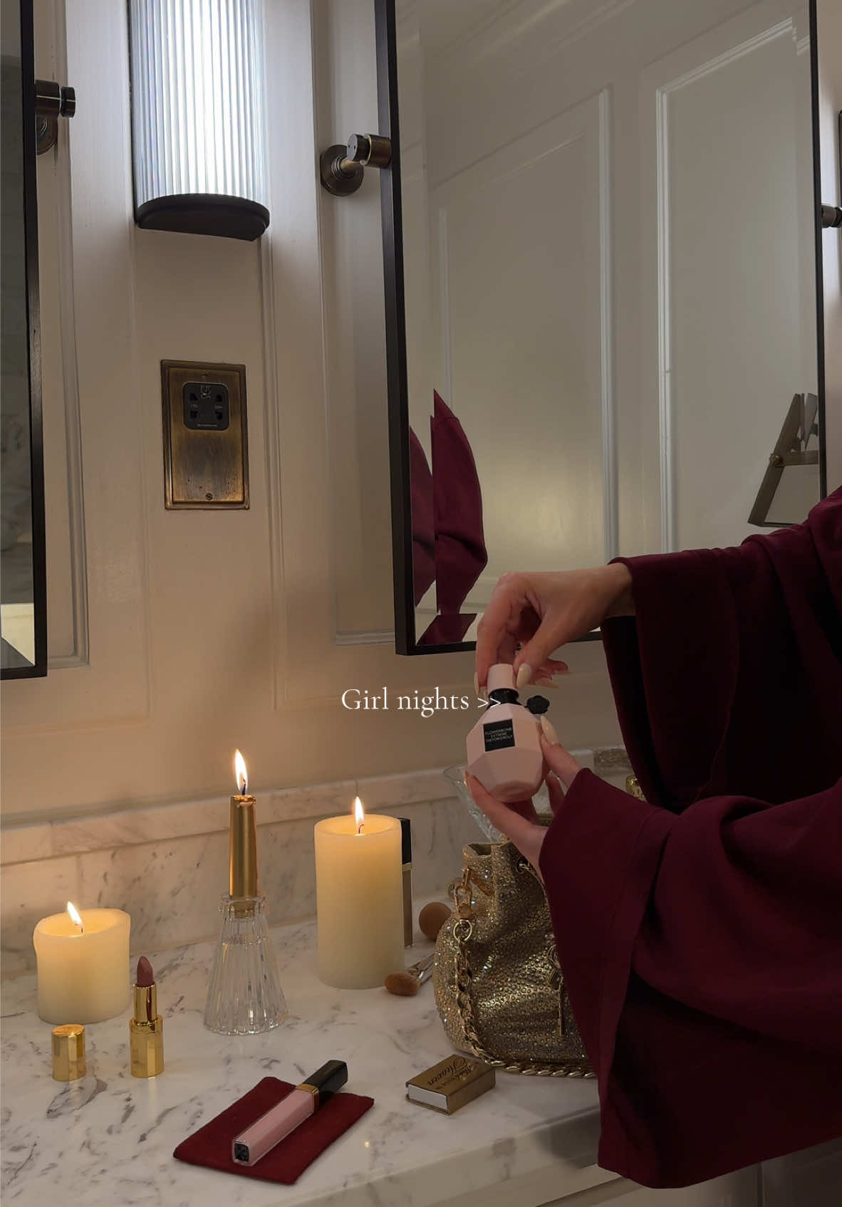 ad girl nights>> ✨ @Viktor&Rolf Fragrances using NEW Flowerbomb Extreme parfum #valentines #fragrance #grwmmakeup
