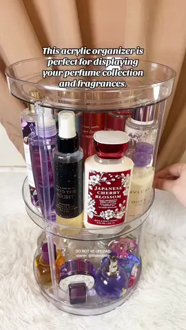 This acrylic organizer is perfect for displaying your perfume collection and fragrances #360rotatingorganizer #perfumeorganizer #acrylicorganizer #acrylic #rotatingrackorganizer #makeuporganizer #kitchenessentials #condimentsorganizer #abubot #homeessentials #bathroomorganizer #affordable #trending #musthave #tiktokfinds #budolfinds #recos #reviews #lifeerrands  
