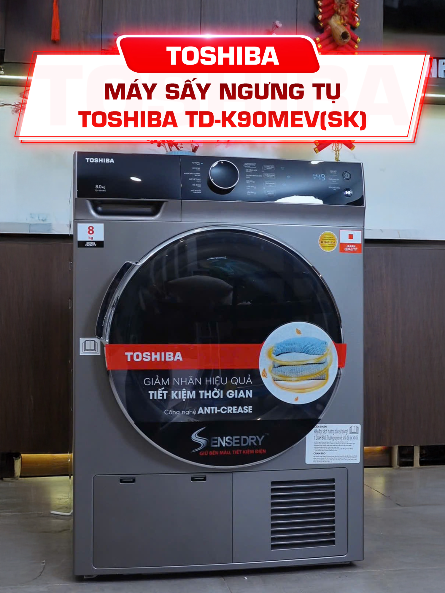 Máy sấy ngưng tụ Toshiba TD-K90MEV(SK) #toshiba #toshibavietnam #giga #hoplongecommerce #trending #maysayngungtu #maysayquanao