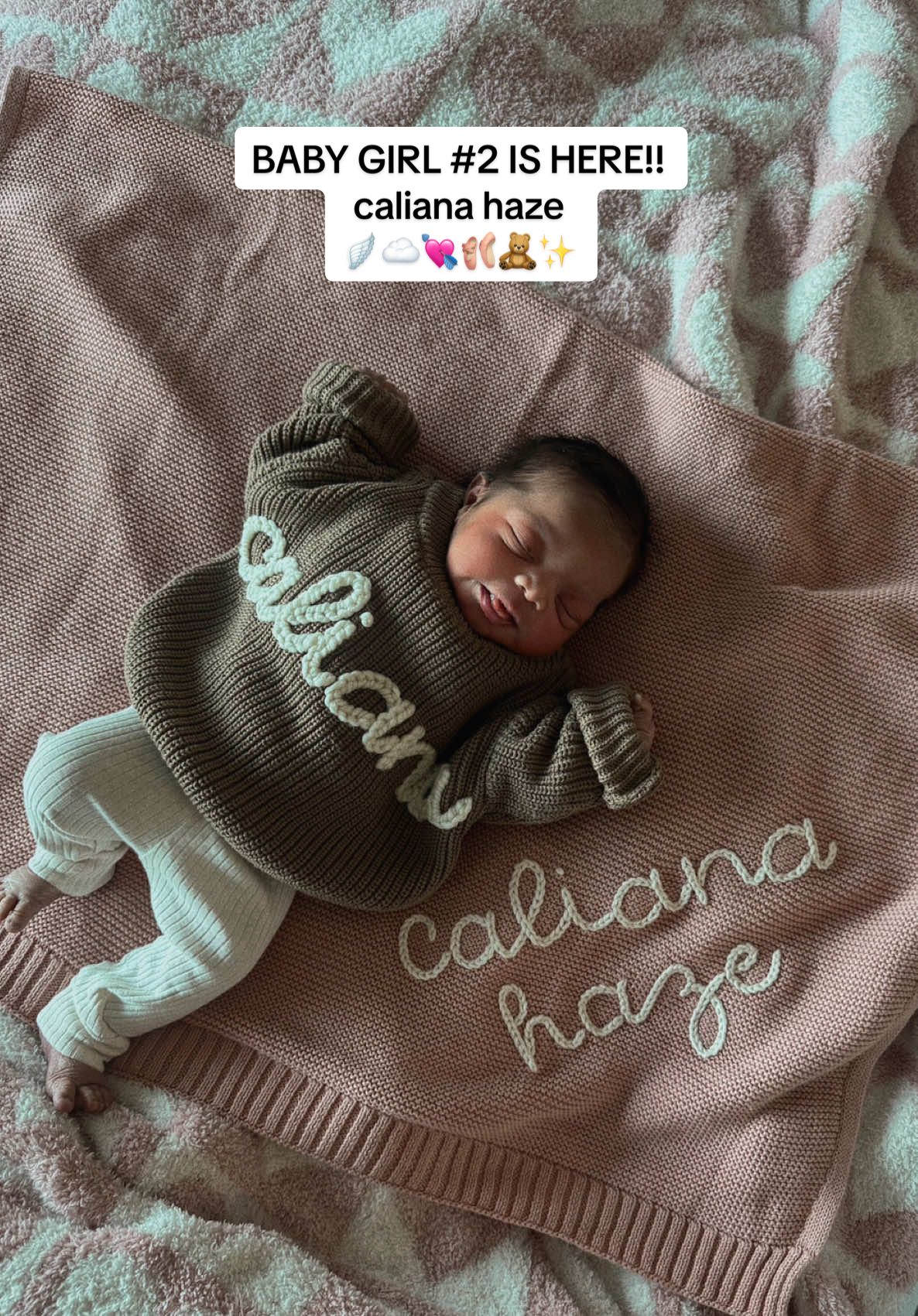 caliana haze ☁️🪽🎀🧸🩰 our sweet, perfect baby girl joined us earthside 2.6.25 💘 she was worth the wait!! 🥹 birth story coming soon it was so amazing! #newborn #newbornbaby #babyannouncement #newbornbabygirl #momlife #momof2 #secondtimemom #birthannoucement #babyannouncement #pregnantlife 