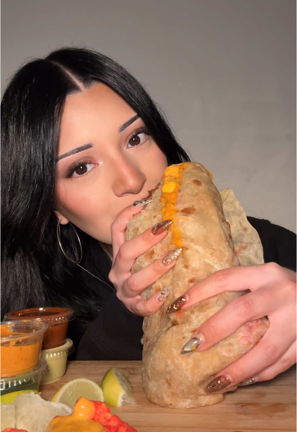 huge hot Cheeto burrito :p #eatwithme #Foodie #eatingshow #mukbang 