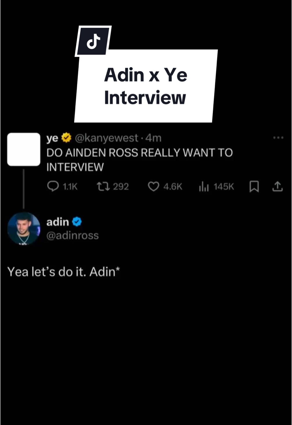 Ye calls out Adin, and he’s ready! Big interview soon?#KanyeWest #AdinRoss #Interview #Trending #Ye #Viral #PopCulture #Drama #SocialMedia #BigNews #Hype #Entertainment #Collab #BreakingNews #fy #fyp #foryou #YZY #YeezySeason #YZYBoost #YZYBrand #YZYLifestyle