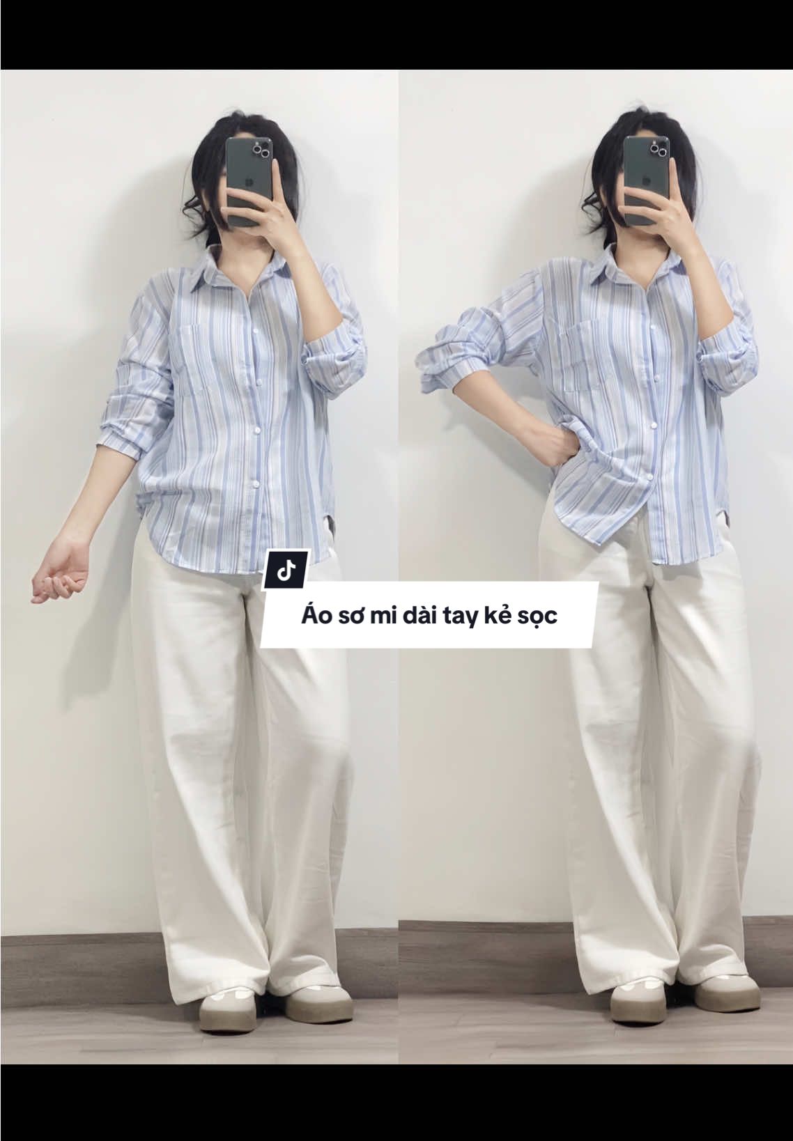 Áo sơ mi dài tay kẻ sọc #aosomi #aosomikesoc #aosominu #aosomidaitay #xuhuong 