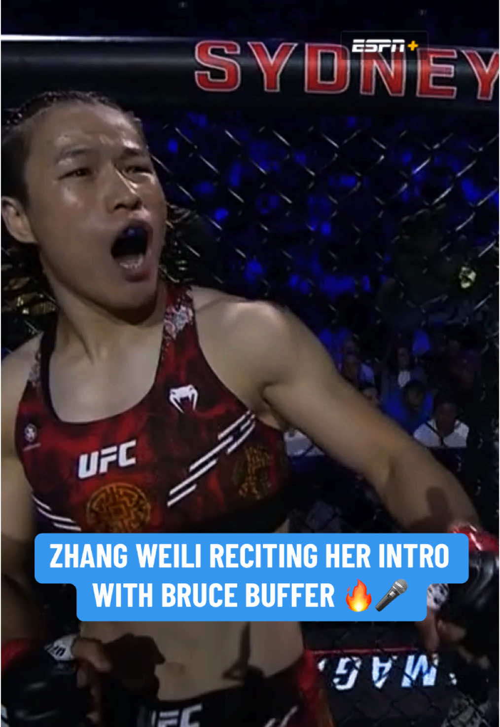#ZhangWeili's #BruceBuffer impression 😤 #UFC312 #UFC #MMA #combatsports #announcing 
